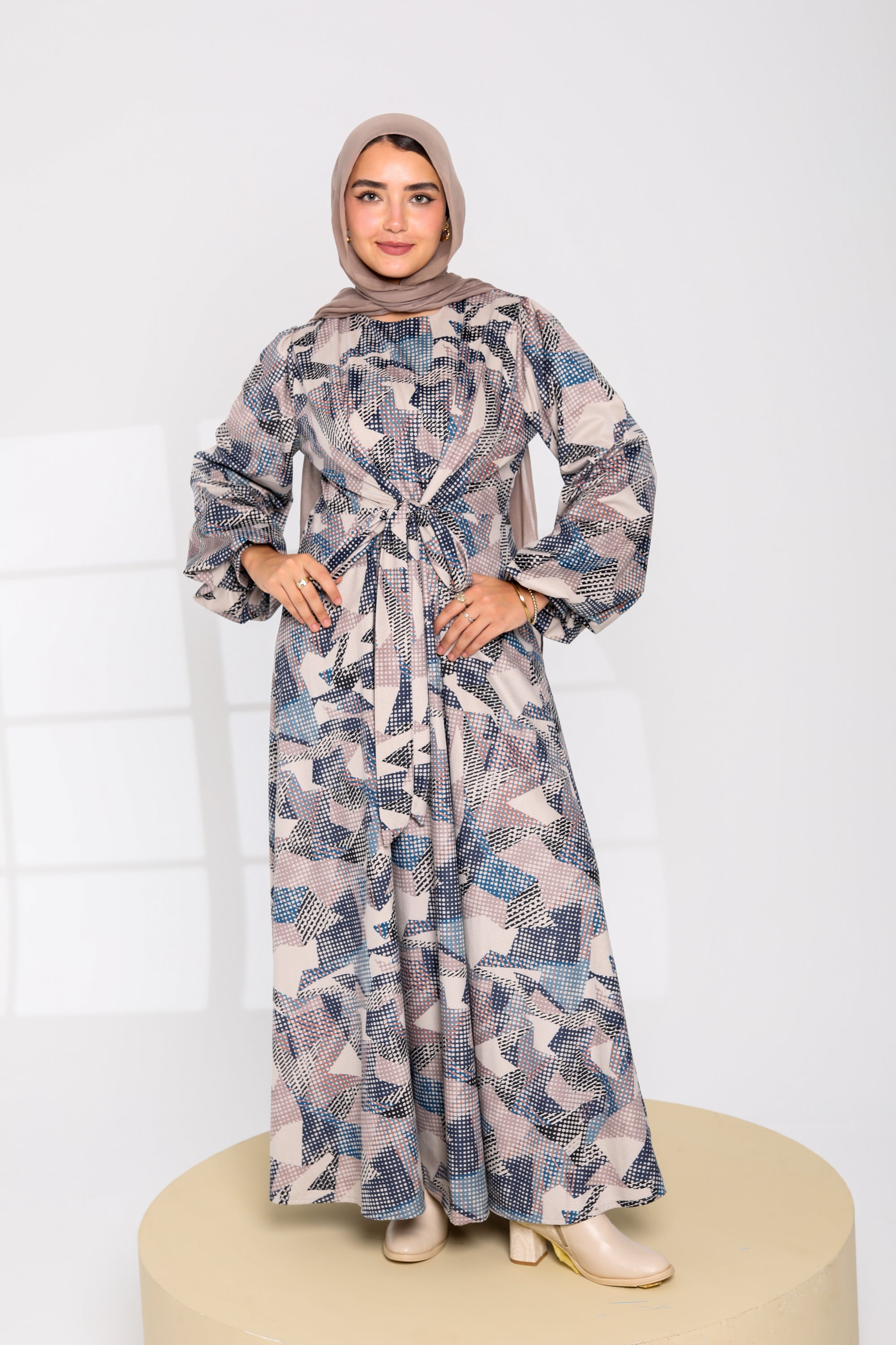 Printed Modest Maxi Dress Women