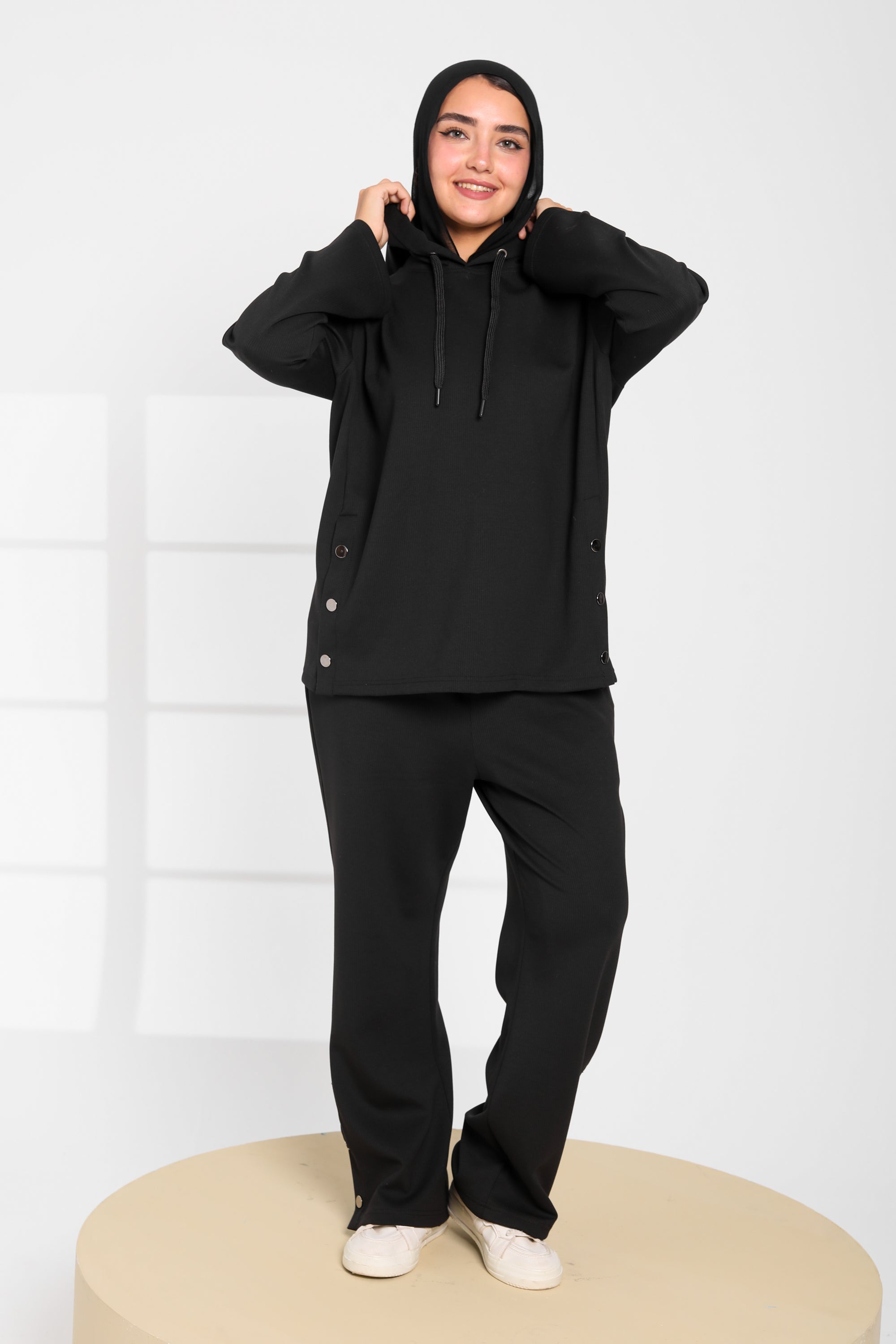 Black Women Oversized Hoodie Set