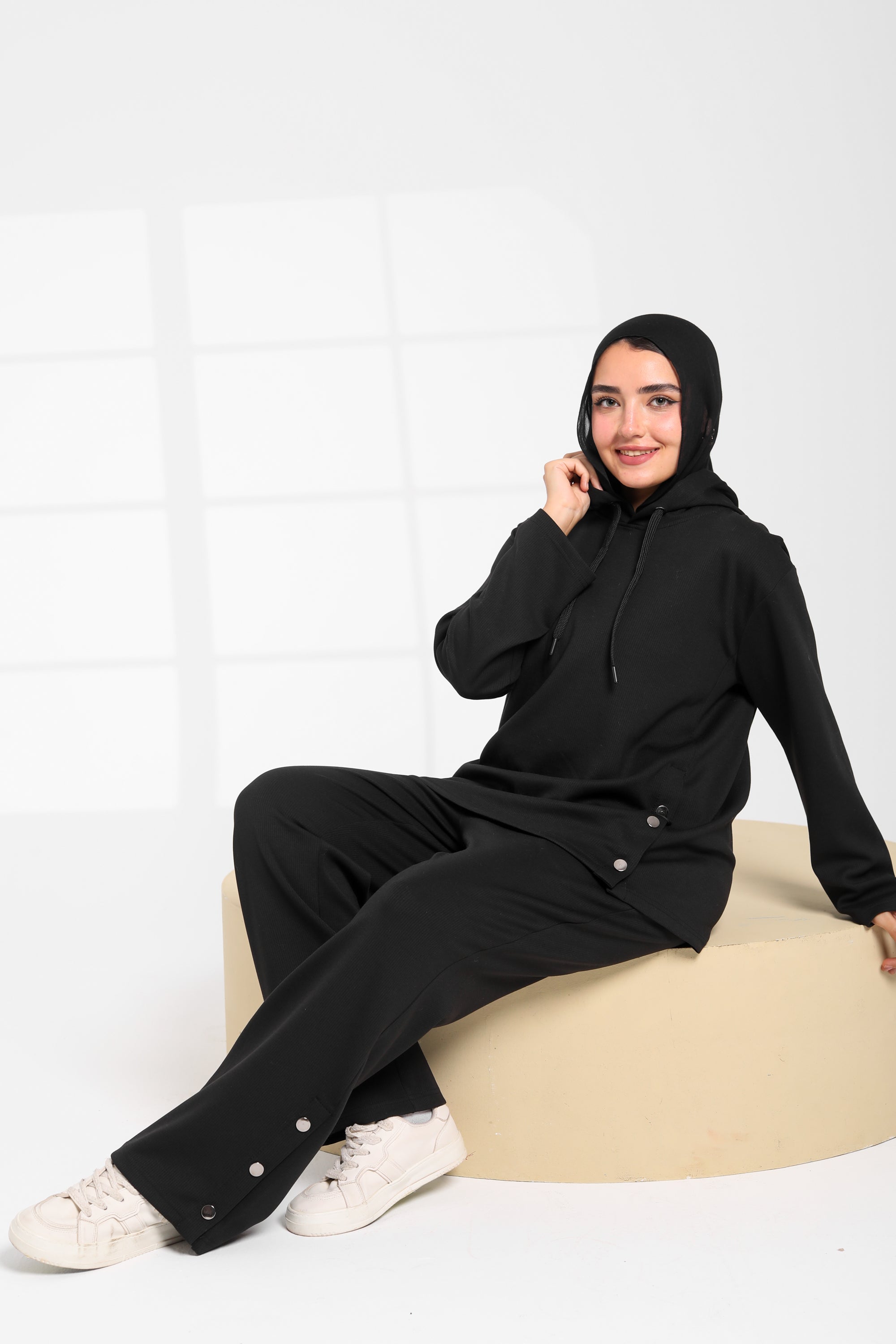 Black Women Oversized Hoodie Set