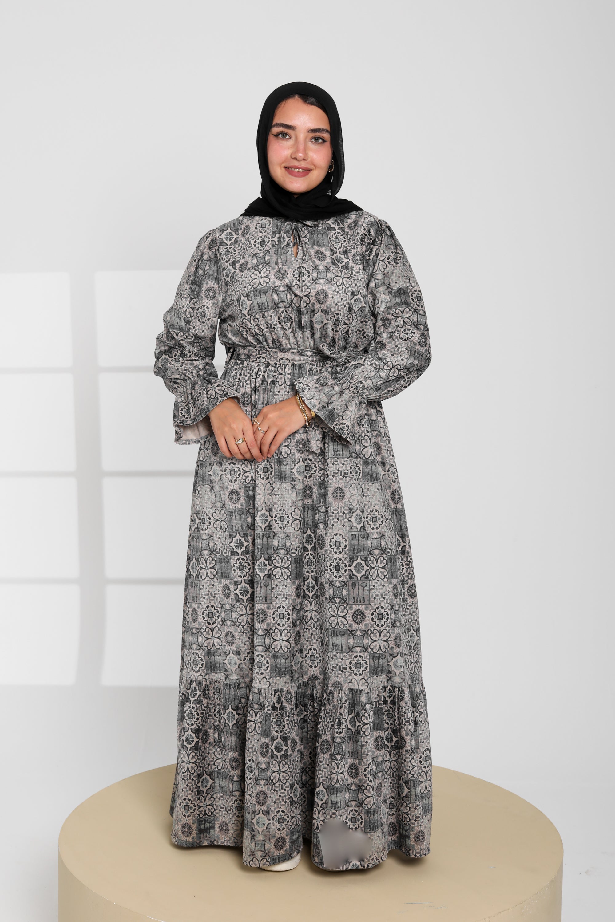 Grey Patterned Maxi Dress